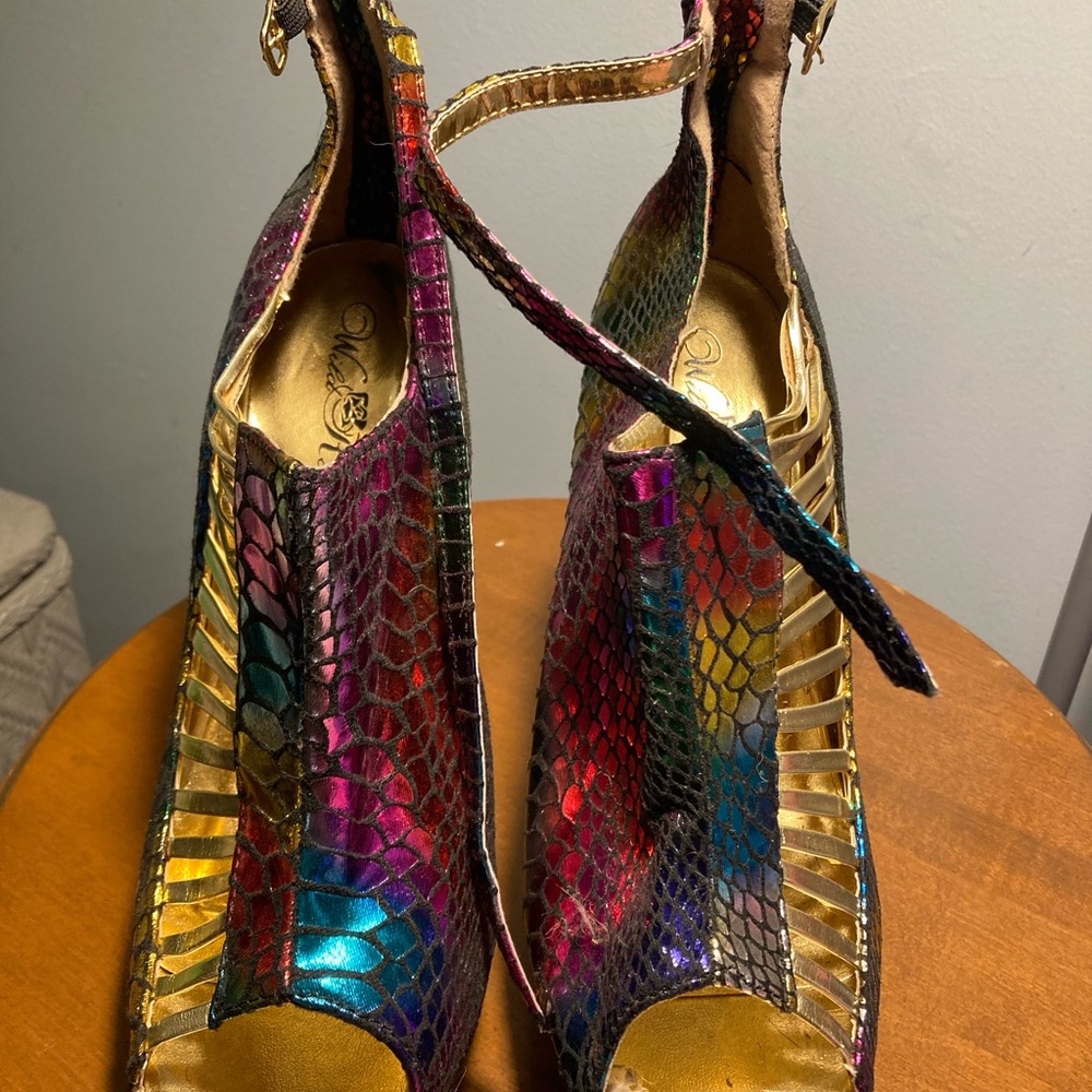 Colorful Snake Print Women's Heels